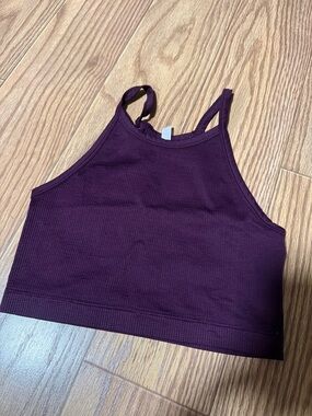 SO Plum Ribbed Crop Tank